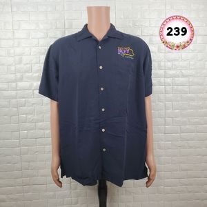 harriton mens large dark blue button shirt ( 5 for $20 )